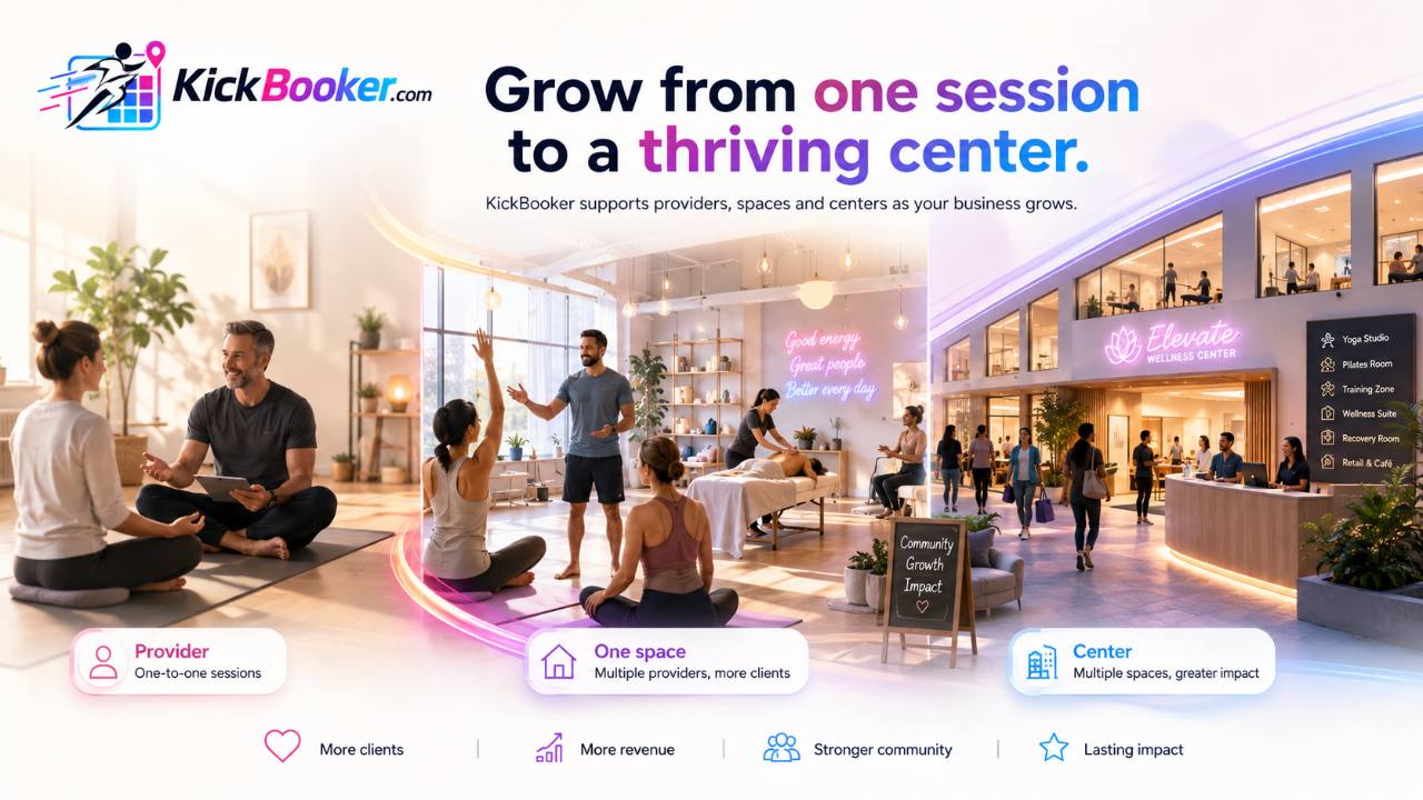 KickBooker growth path from one session to a thriving activity center