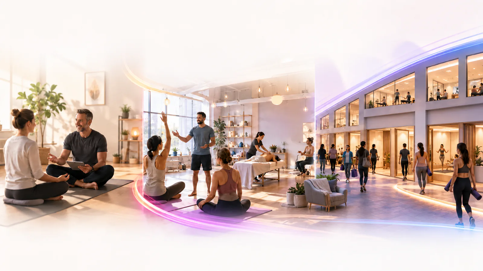 A shared wellness room developing into a center with multiple providers and activity rooms